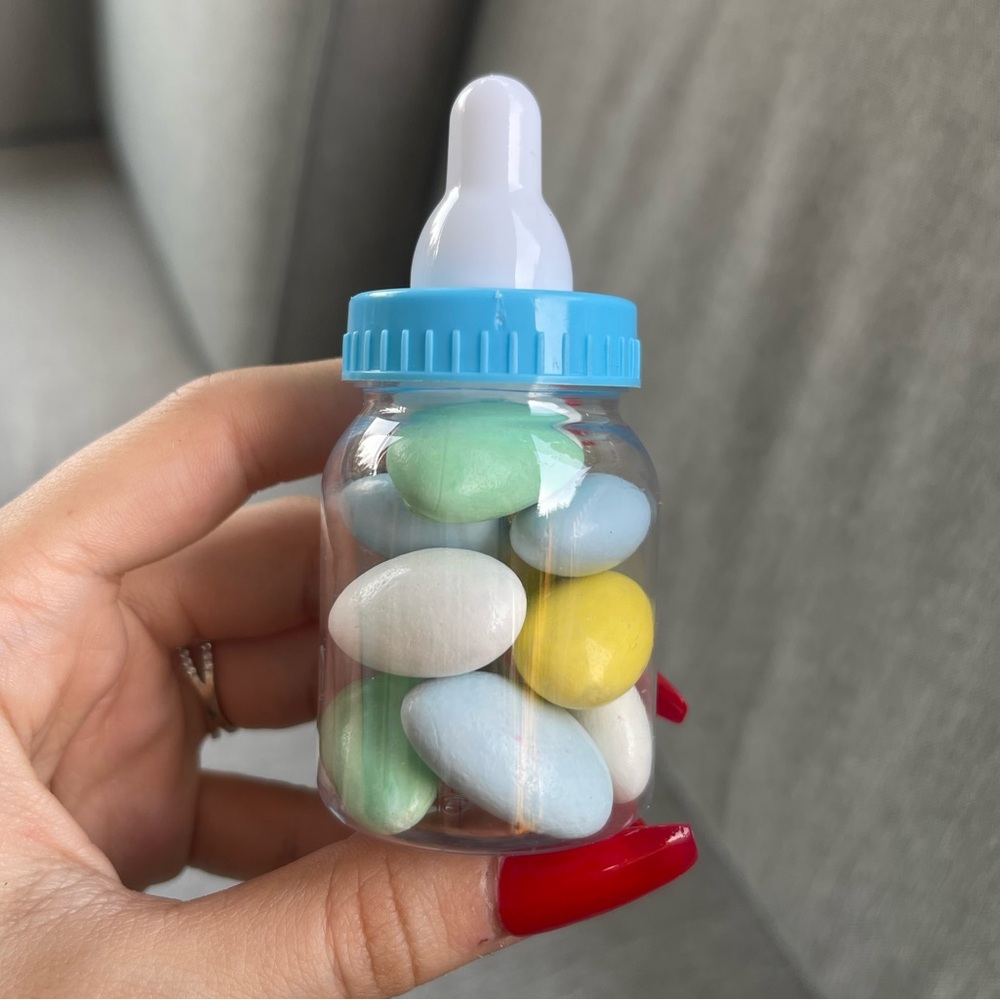 Baby Boy Bottle Party Favors Filled W/ Jordan Almonds - Picture 3 of 5